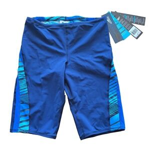 Speedo Mens Performance Swim Jammer Blue Geometric Size 32 8051454 NEW